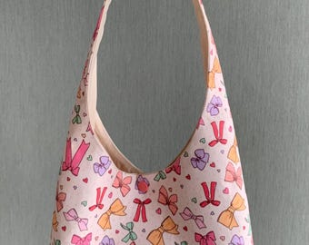 Sac bandoulière en tissu à nœud coloré : Mini sac hobo fait main, sac bandoulière personnalisé style cottagecore