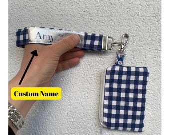 Pulsera de cuadros vichy personalizada y hecha a mano: Pulsera minimalista a cuadros