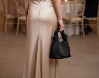 Bolso de noche de satén personalizado: bolso de mano con monograma hecho a mano, bolso de cena.