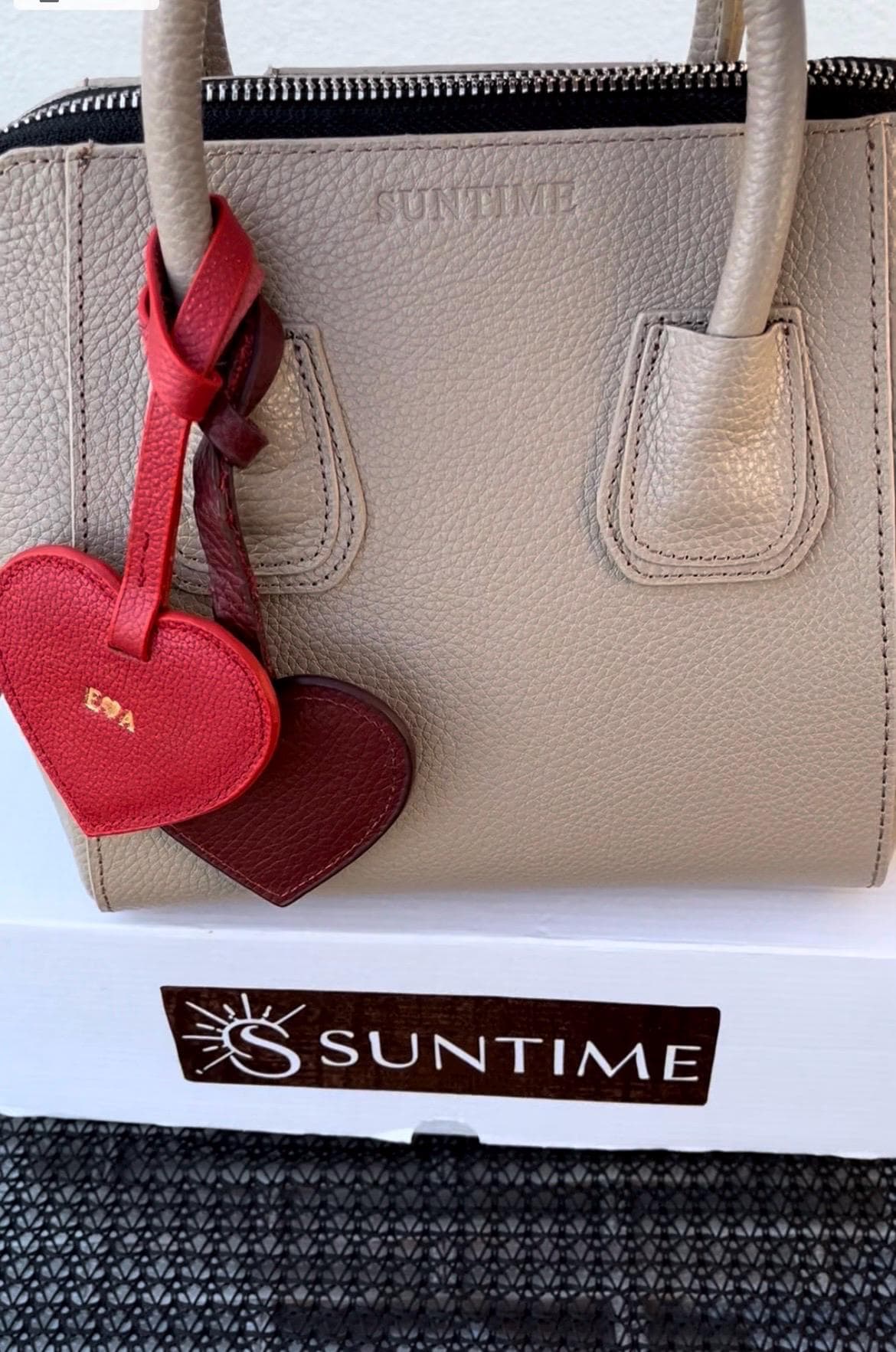 Genuine Leather Heart Charm: Custom Initials, Leather Accessories Personalized Gifts for Her