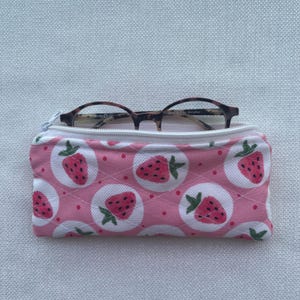 Pink Bow Pencil & Glasses Case Quilted Zipper Pouch| Small Card Holder Wallet | Cosmetic Pouch | Card Lipstick Wallet Pouch| Back to School