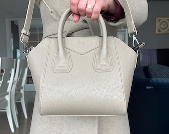 Bolso Mimi personalizado de piel de visón auténtica para mujer: bandolera de piel con monograma y nombre personalizado.