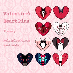 IN HAND Hazbin Hotel Valentine&#39;s Day Heart Pins