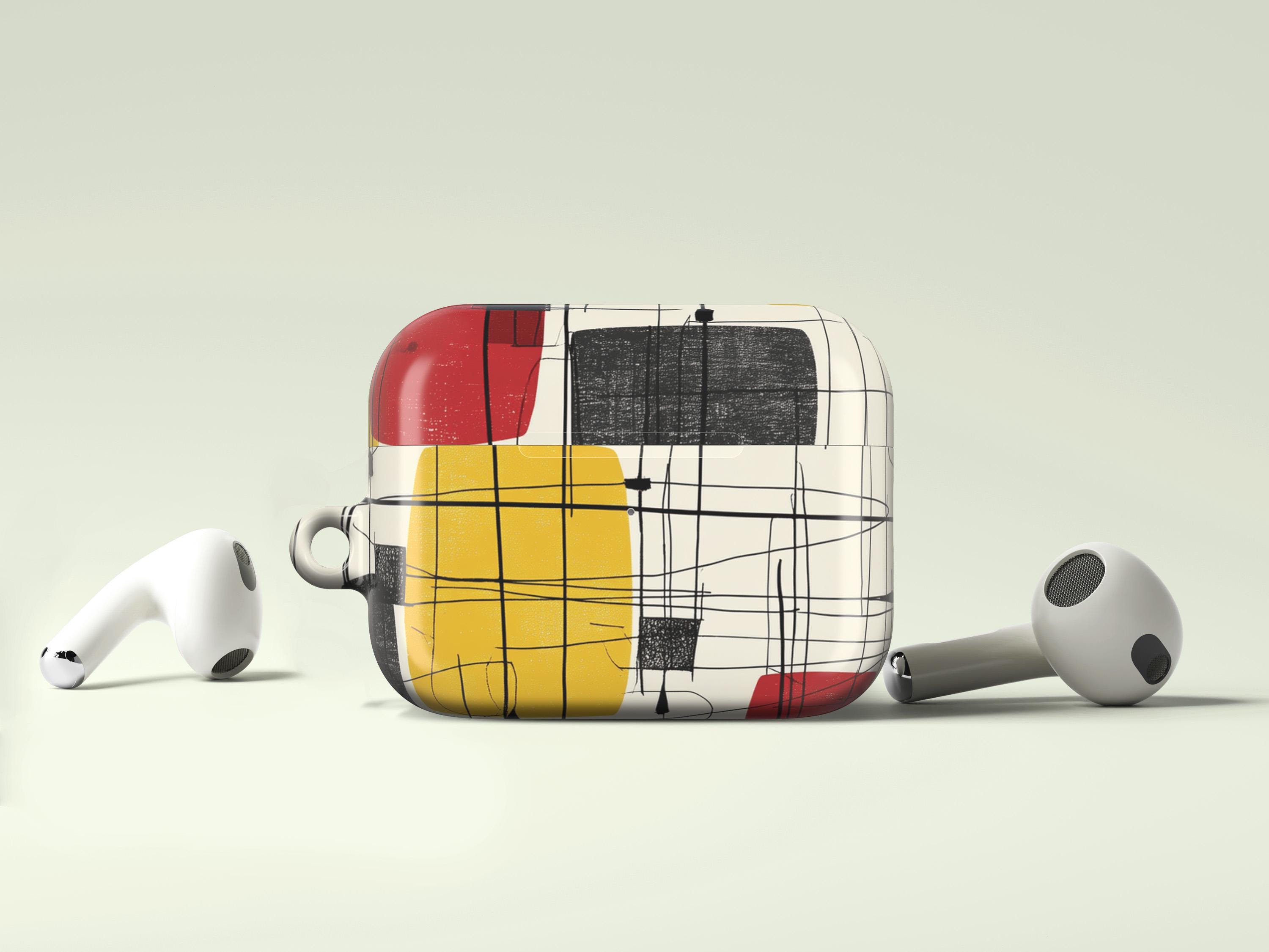 Bauhaus Inspired Airpods Case, Modern Art Style Tech