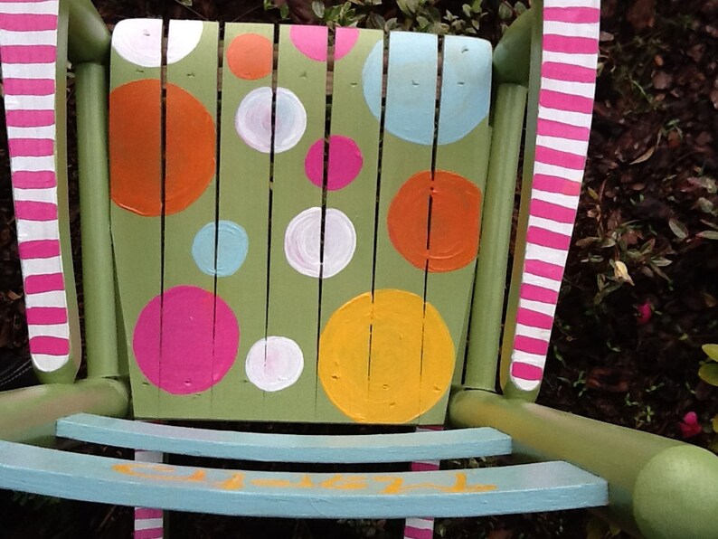 Stripes a polka dots monogrammed rocking chair Etsy