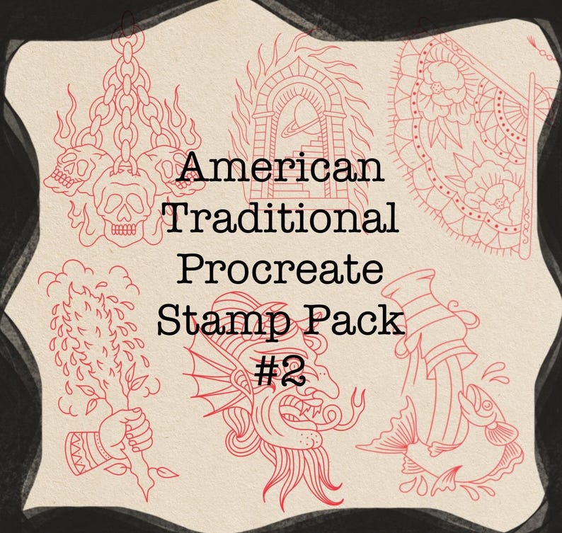 Procreate American Traditional Tattoo Stamps VOL.2 - Etsy