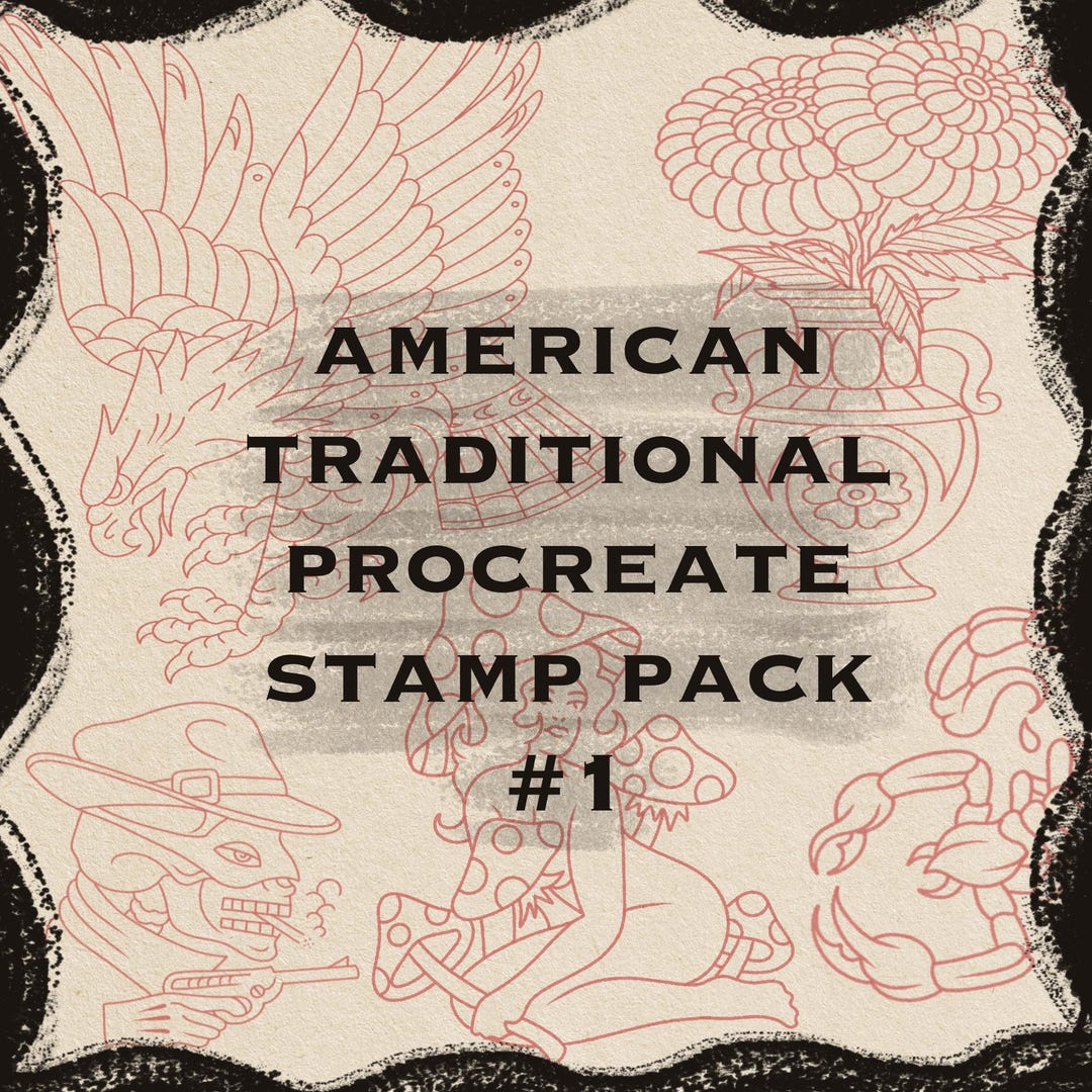 Procreate American Traditional Tattoo Stamps VOL.1 - Etsy