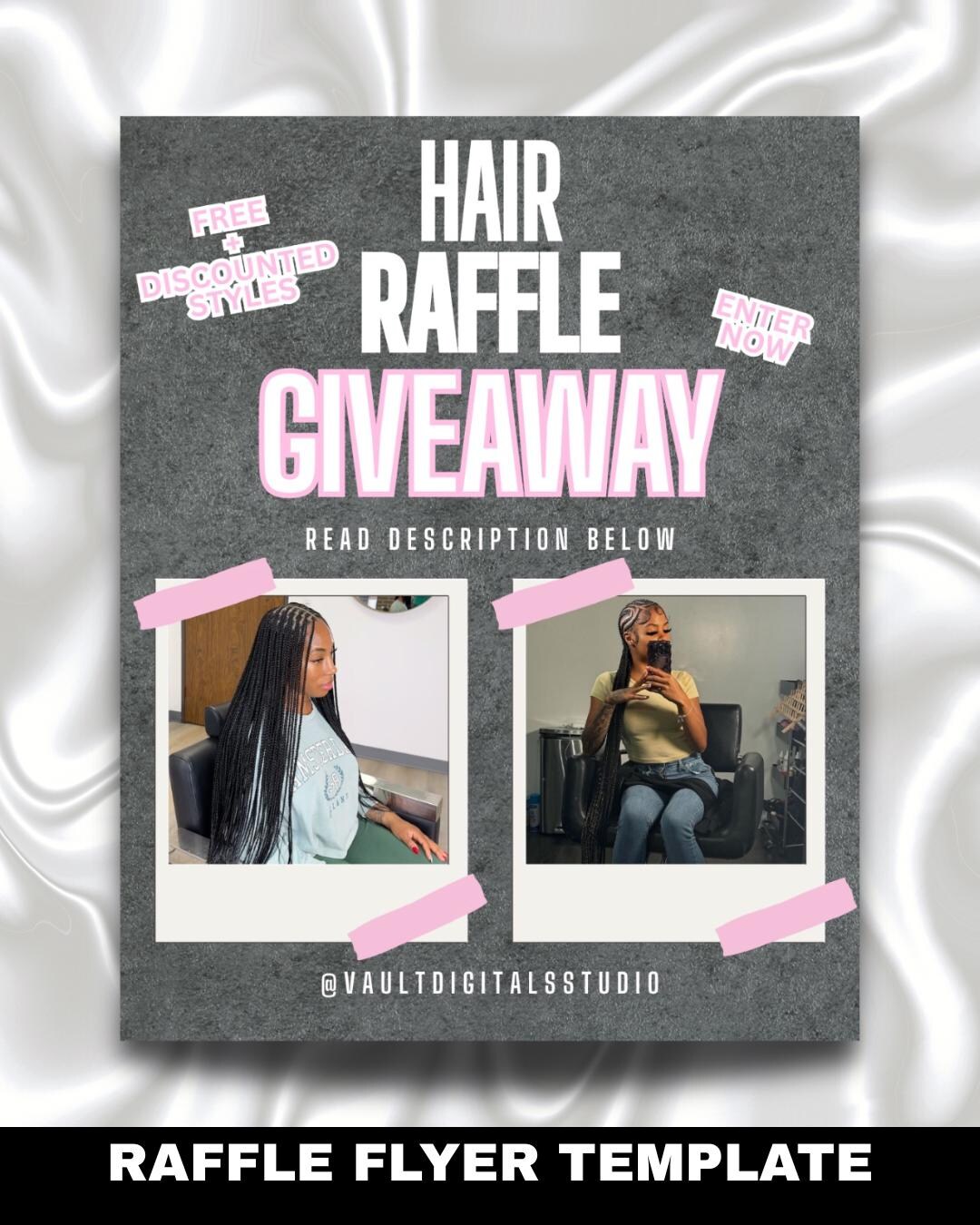 Hair Raffe Hair Raffle Instagram Flyer Template | Editable Canva Giveaway Post ...