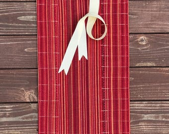 Waldorf Crayon Roll | Holds 24 Stockmar Beeswax Stick and Block Crayons | Red Stripes