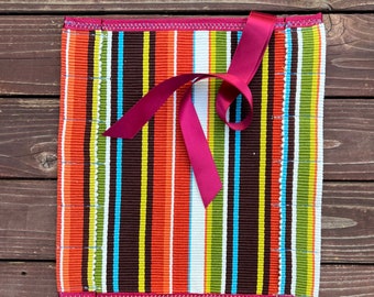 Waldorf Crayon Roll | Holds 12 Stockmar Beeswax Block Crayons | Multicolor Stripes