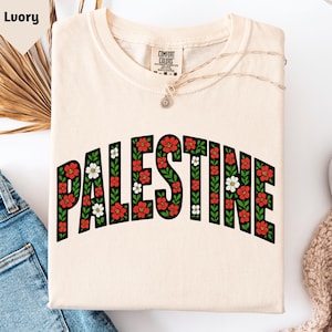 Comfort Colors Palestine Solidarity Floral T Shirt, Palestinian Flag Watermelon Symbol Freedom Shirt, Ceasefire Now, Save Gaza, Equality Tee