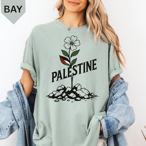 Comfort Colors Floral Palestine Stone Shirt, Palestine Solidarity Shirt, Palestinian Flag T Shirt, Resistance For Peace, Support Palestine