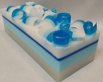 Blue Sparkle Soap Loaf, Handmade Wholesale Soap, Bar Soap