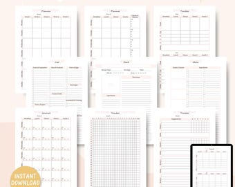 Printable Meal Planner Bundle, Weight loss Planner, Fitness Meal Prep, Macro Tracker, Food Journal, Diet Planner, Nutrition Journal PDF