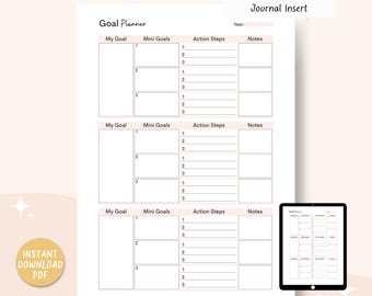 Goal Planner Printable, Goal Setting Worksheet, Goal Tracker, Productivity Planner, Action Plan, Personal Goals, A4/A5/Letter/Half Letter