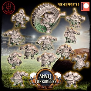 Dwarf Anvil Turbobeers Full Team Fantasy Football 3D printed in 8K printers