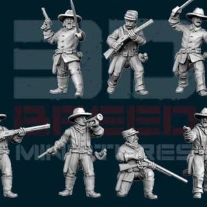 7th cavalry on foot x 7  Wild West Wargames 32mm Dead Man&#39;s Hand, Blackwater Gulch Gunfighter&#39;s Ball