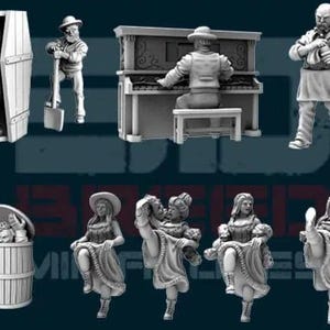 Saloon Patrons x 8  Wild West Wargames 32mm Dead Man&#39;s Hand, Blackwater Gulch Gunfighter&#39;s Ball
