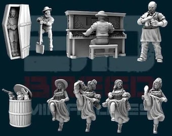 Saloon Patrons x 8  Wild West Wargames 32mm Dead Man&#39;s Hand, Blackwater Gulch Gunfighter&#39;s Ball