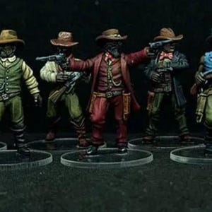 Blaxploitation Gunslingers on foot x 7  Wild West Wargames 32mm Dead Man&#39;s Hand, Blackwater Gulch Gunfighter&#39;s Ball UNPAINTED