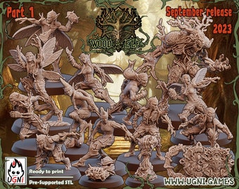 Wood Elf Team for Fantasy Football game 3D printed- 16 models+