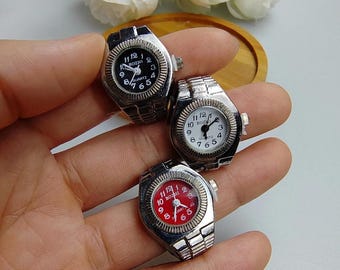 Creative Color Simple Digital Ring Watch Alloy Shell Finger Watch Couple Ring Watch, Men's and Women's New Mini Clock, Personalized Ring