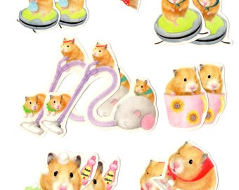 Sticker with hamster cleaning illustration