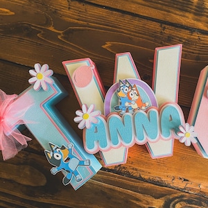 Bluey 3D Letters– Bluey Pastel Party Decor – Bluey Two-ey Party – Custom 3D Letters – Bluey 3D Numbers