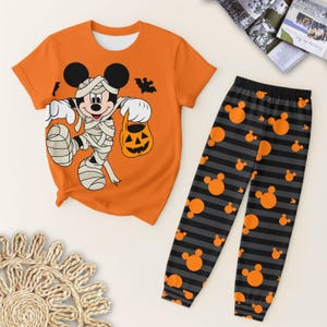 MK Mouse Halloween Pajamas Set, WDW Halloween Shirt, Cartoon Pumpkin Tee, Spooky Season Gift, Fall Holiday Gift