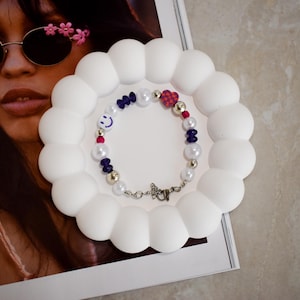 Pearl Beaded Bracelet, Smile&Love Charm Bracelet