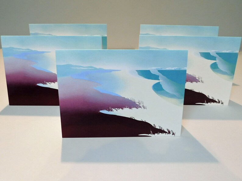 Set of 5 greeting cards Waves