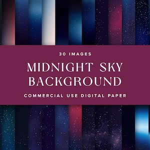 Digitaal papier Midnight Sky – donkere sterrennachtachtergronden voor scrapbooking, uitnodigingen, journaling en hemelse knutsels | Direct downloaden