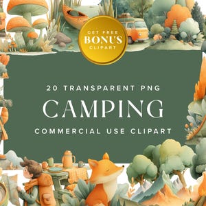 Camping Clipart Bundle – Adventure Outdoors Graphics for Scrapbooking, Invitations, Stickers, Crafts & Digital Projects - Instant Download