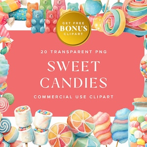 Sweet Candies Clipart – Cute Candy Graphics for Party Decor, Stickers, Invitations, and Craft Projects | Instant Digital Download
