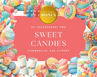 Sweet Candies Clipart – Colorful Lollipops & Treats (Digital Download)