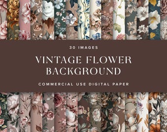 Vintage Floral Digital Paper: Shabby Chic Scrapbook Backgrounds (Digital Download)