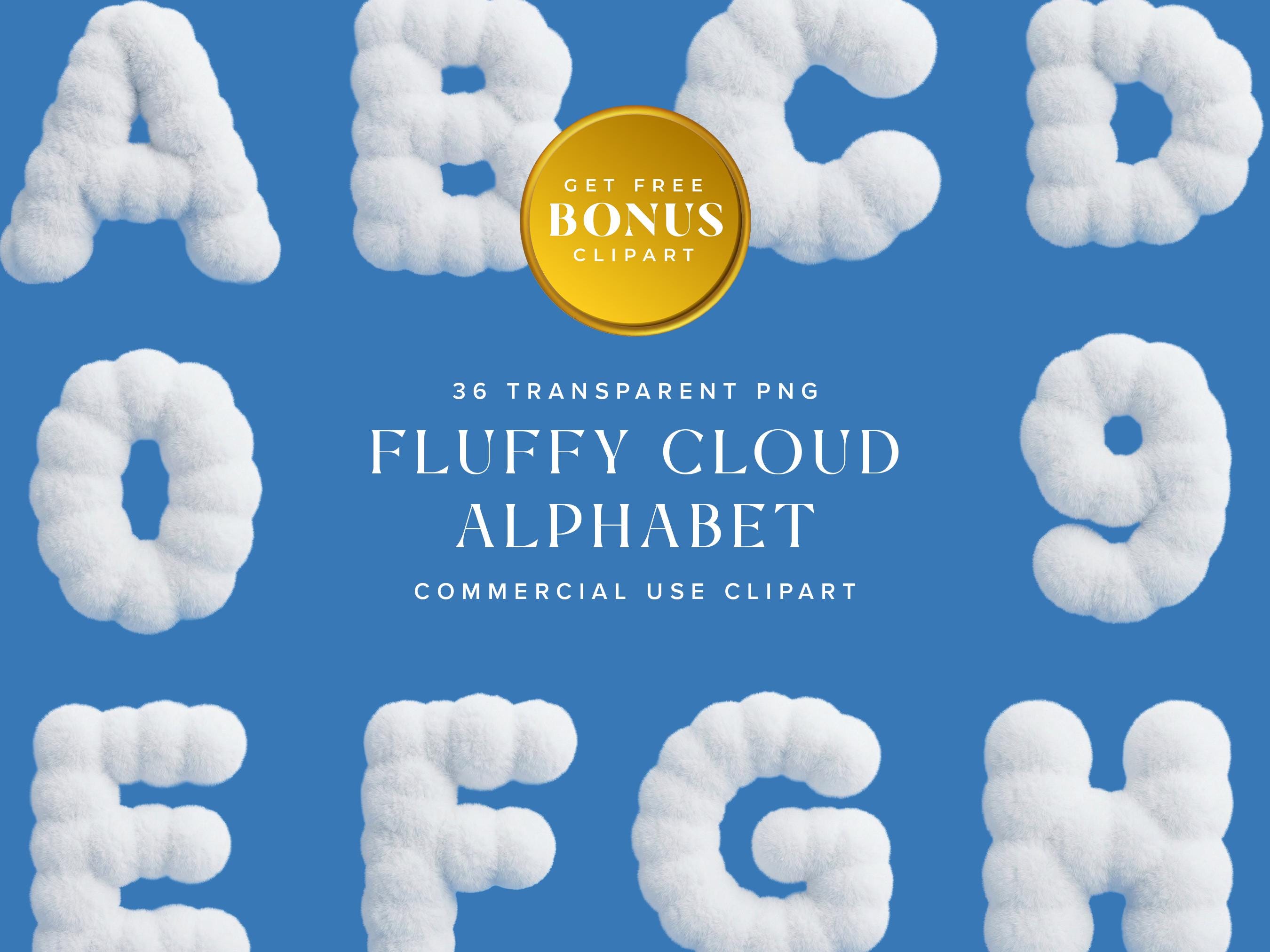 Fluffy Cloud Alphabet Clipart PNG, Sky Letters, Whimsical Design ...
