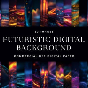 Futuristic Digital Backgrounds – Sci-Fi Cyber Abstract Digital Paper for Tech Designs, Gaming & Creative Graphics | Instant Download