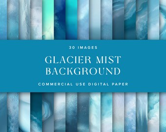 Glacier Mist Digital Paper: Icy Blue Texture (JPEG Download)