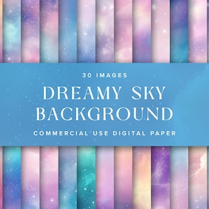 Digitale papiercollectie dromerige hemelachtergrond, zachte pastelkleurverloopachtergrond voor commercieel gebruik | Directe digitale download