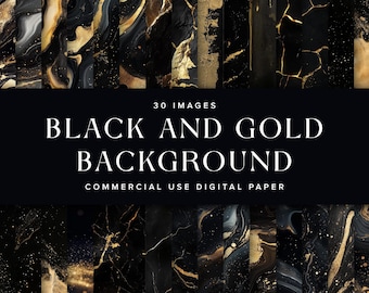 Schwarz Gold Digital Papier, Luxus Marmor Hintergrund, Neujahr Einladung Papier, Elegante Scrapbook Hintergrund, Kommerzielle Nutzung