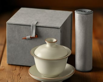 White Porcelain Gaiwan Tea Set: Minimalist Gongfu Teaware