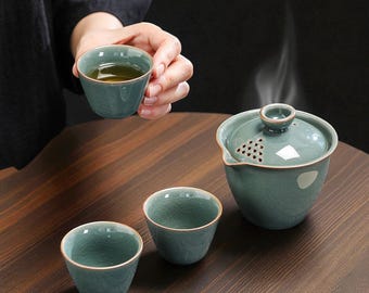 Portable Ceramic Gaiwan Tea Set – Chinese Gongfu Teaware
