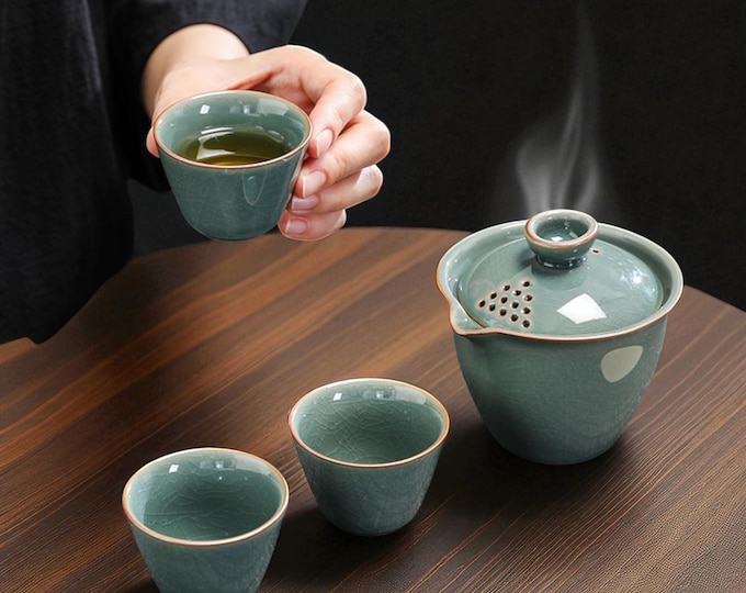 Portable Ceramic Gaiwan Tea Set – Chinese Gongfu Teaware