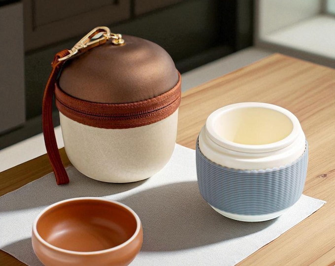 Portable Ceramic Tea Maker with Infuser: 200ml Travel Tea Set