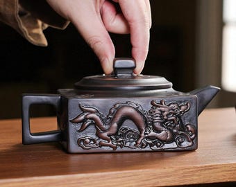 Colorful Vintage Ceramic Teapot with Single Tea Bowl – Handmade Chinese Tea Pot