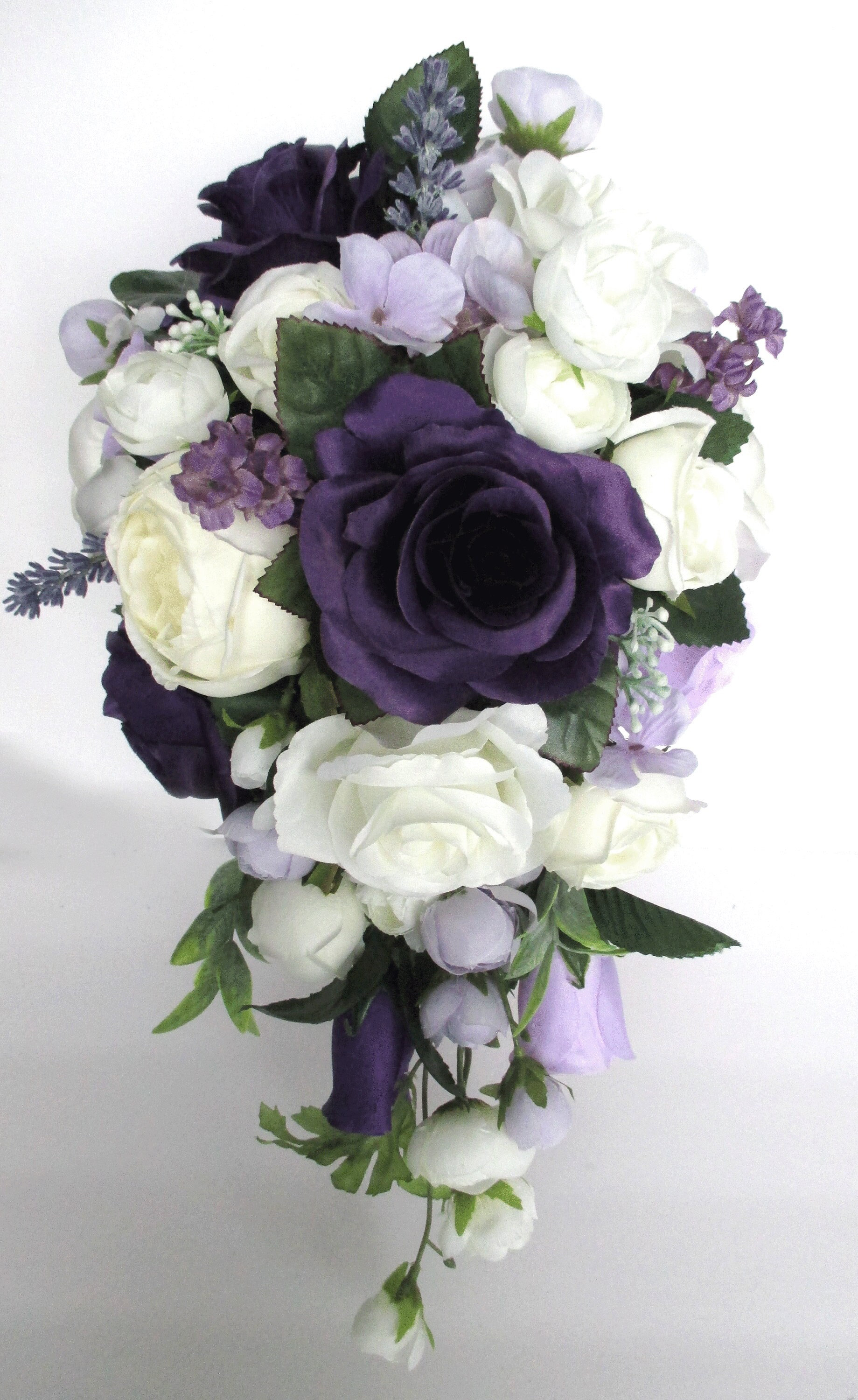 Wedding Bouquet, Bridal bouquet set PURPLE CREAM LAVENDER Lilac Plum