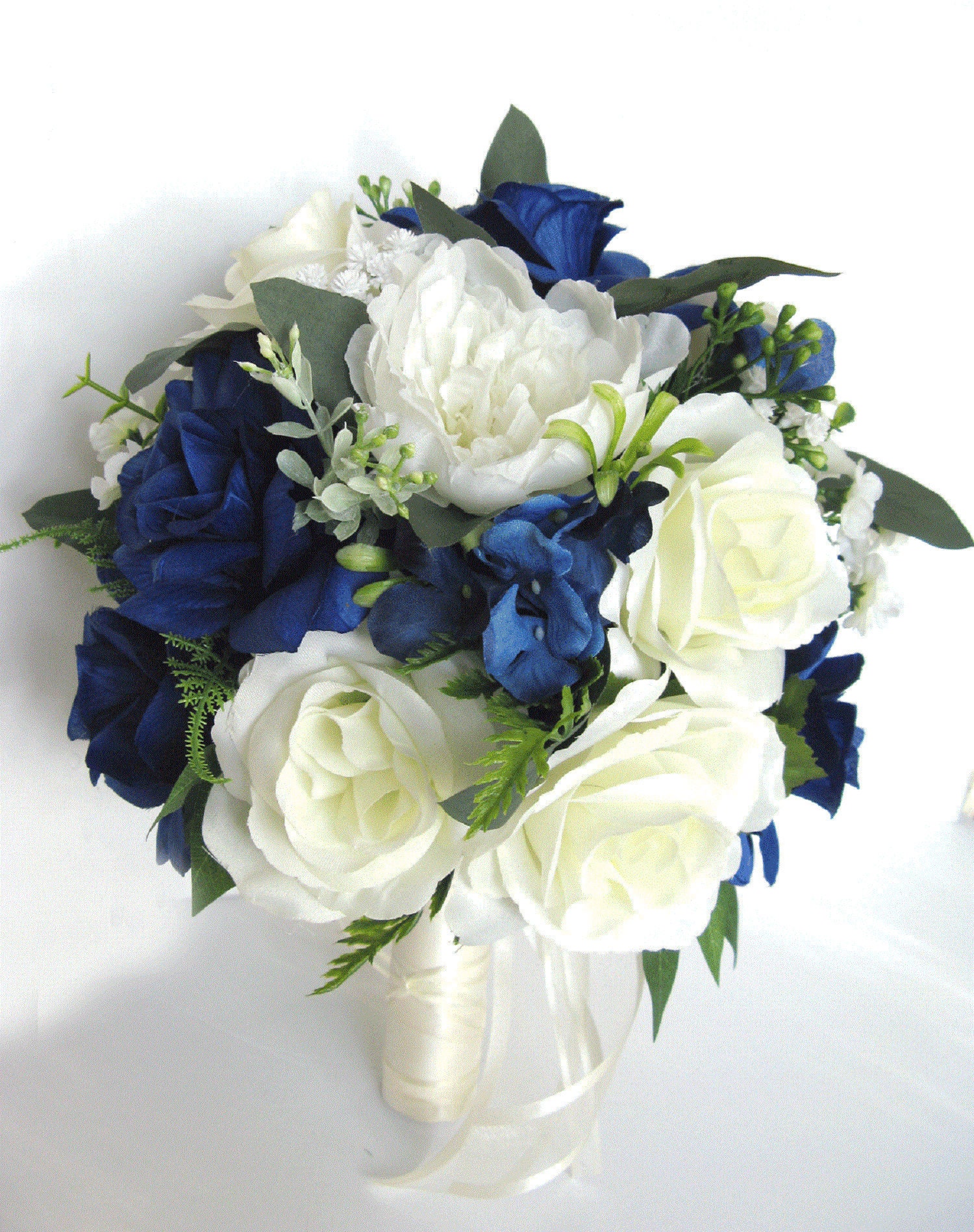 9 Carnations ~ Royal Blue ~ Silk Wedding Flowers Bridal Bouquets Centerpieces 