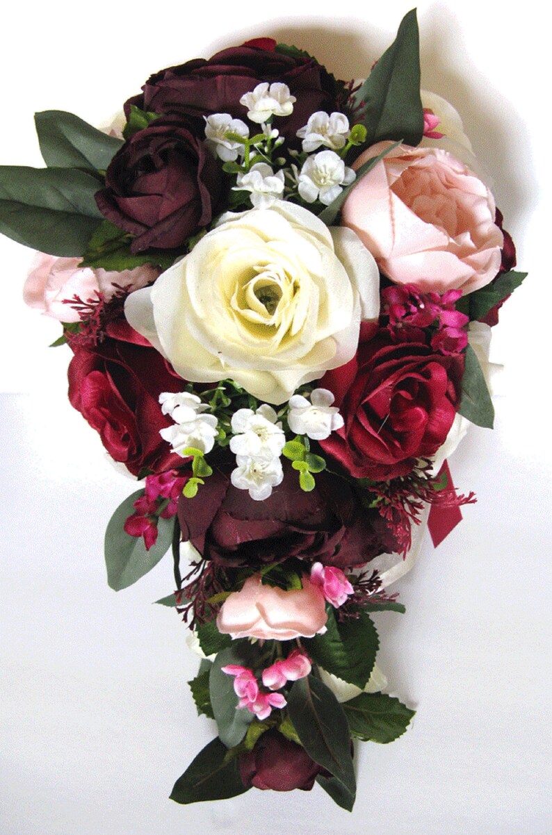 17 Piece Wedding Bouquet Set Bridal Bouquet Package BURGUNDY Etsy