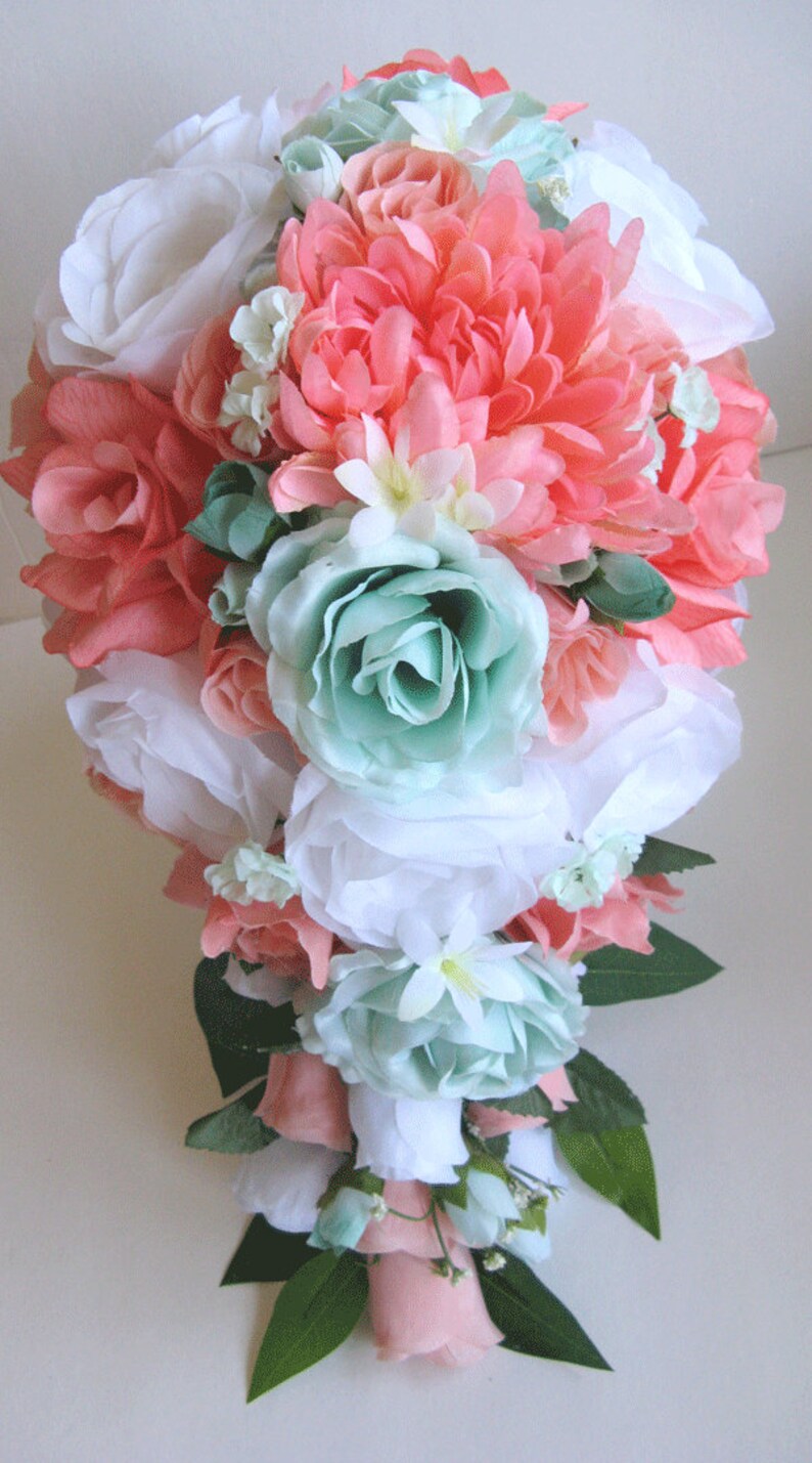 Wedding Bouquet Bridal flower Silk 17 piece Package ...